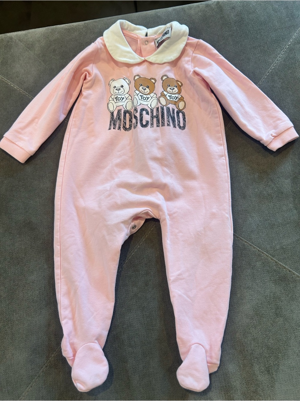 Moschino Pink Teddy Logo One-Piece Size 9-12 months
